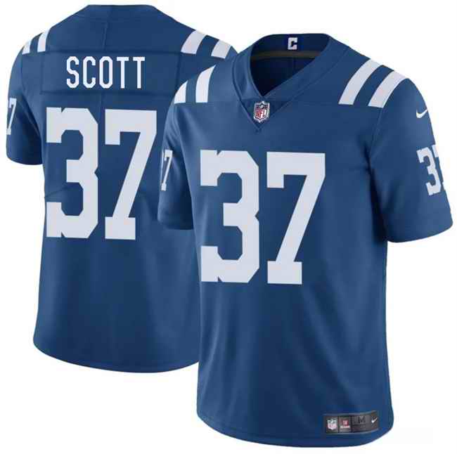 Men's Indianapolis Colts #37 Daniel Scott Blue 2025 Vapor Limited Stitched Football Jersey
